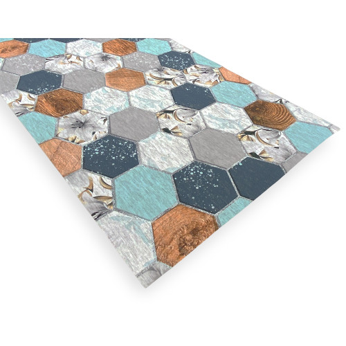 Tappeto Runner Cucina Antiscivolo Lavabile Oriente Blu - Passatoia Cucina Moderna, Facile da Pulire, Made in Italy