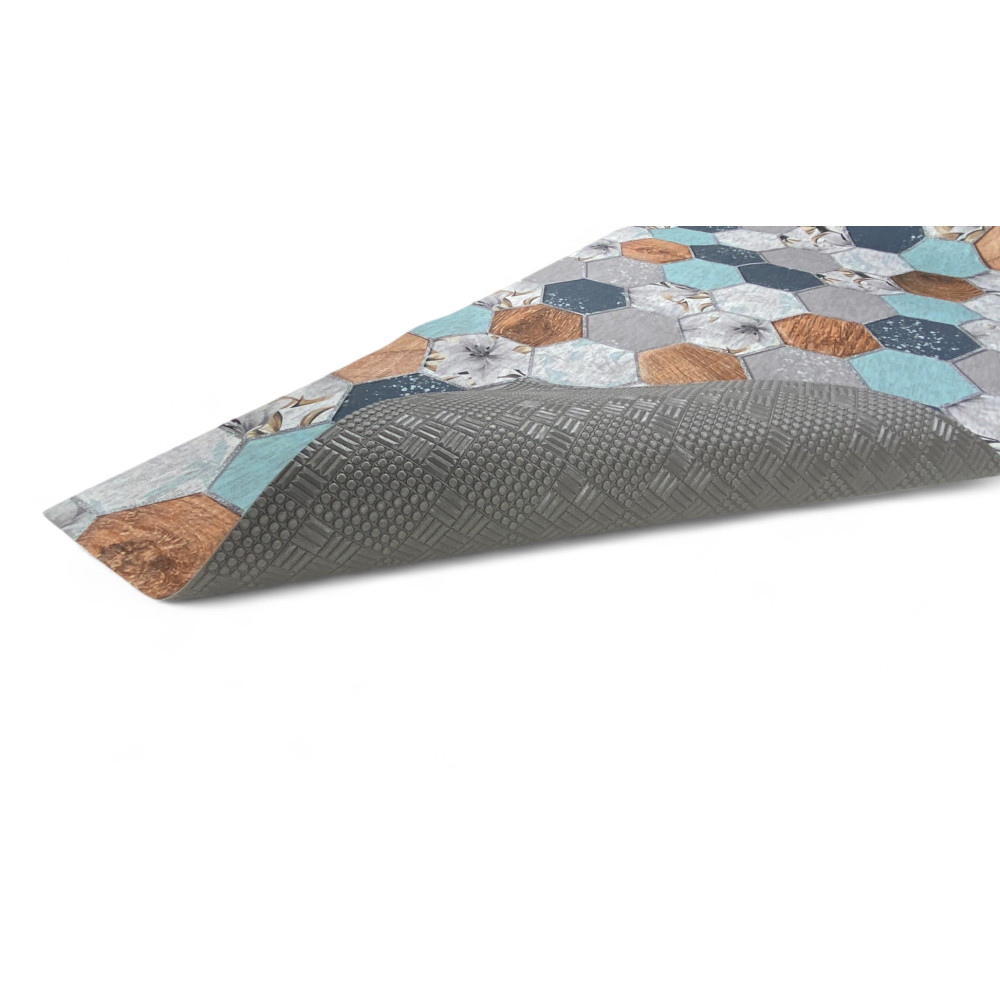 Tapis de cuisine Runner antidérapant lavable Oriente Blu - Chemin de cuisine moderne, facile à nettoyer, fabriqué en Italie