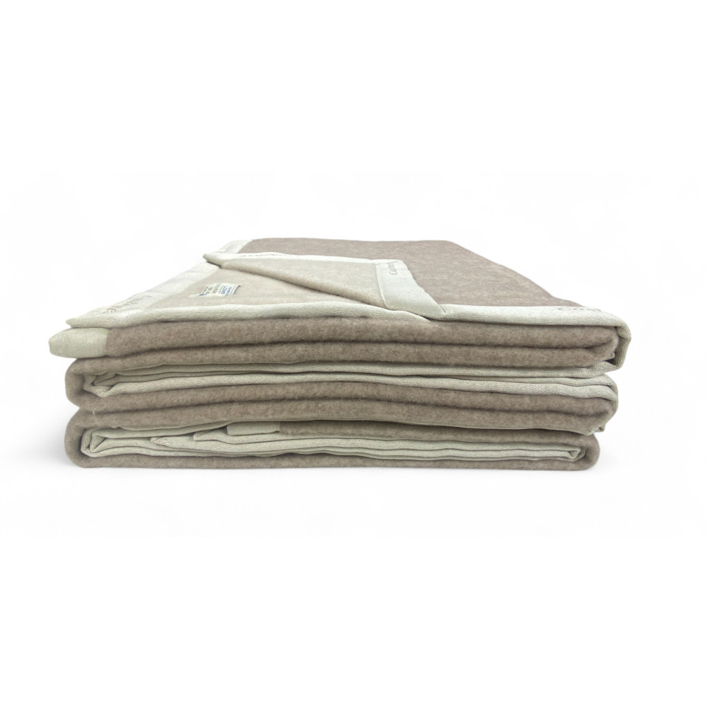 Pure Worsted Cashmere Blanket Made in Italy - Softness and Thermal Comfort, Two-tone Beige Grey Model