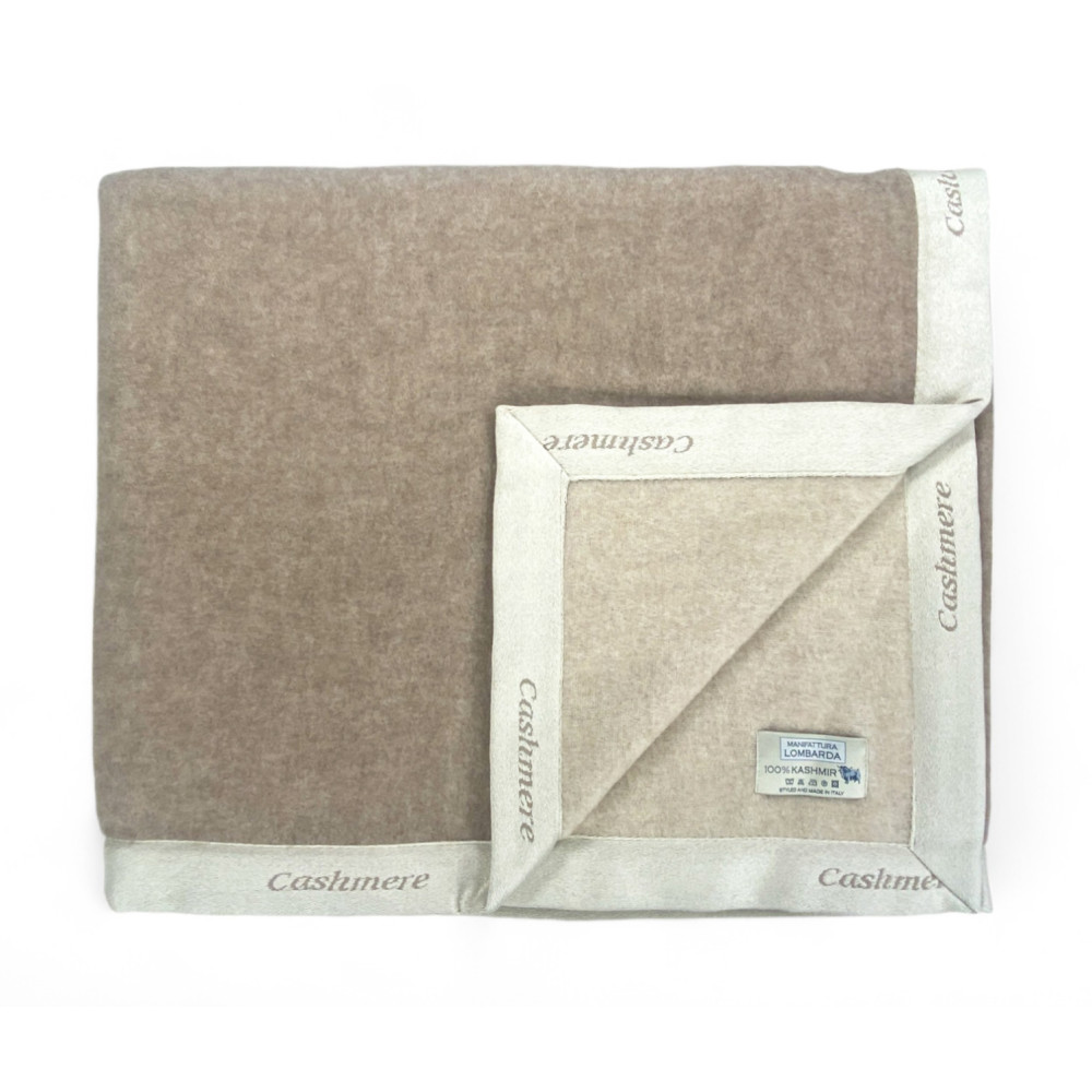 Coperta in Puro Cashmere Pettinato Made in Italy - Morbidezza e Comfort Termico, Modello Bicolore Grigio Beige