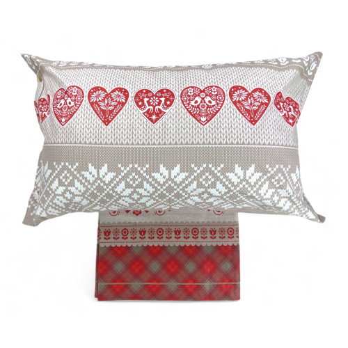 COMPLETO lenzuolo TIROLESE dis. Mezzenile in puro cotone Made in Italy