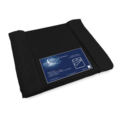 LAKEN-SET aus weicher Mikrofaser TINTA Black Double 2 SQUARES ohne Bügeleisen