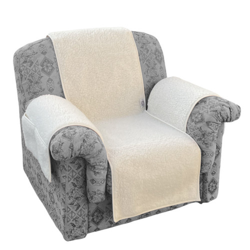 Armchair cover in pure merino wool handmade Made in Italy, with side pockets and elastic, perfect gift for grandparents and dads