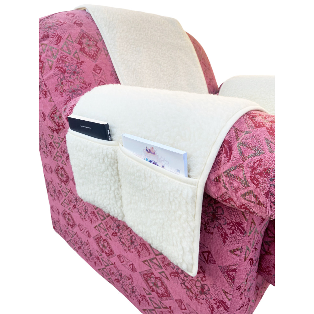 Armchair cover in pure merino wool handmade Made in Italy, with side pockets and elastic, perfect gift for grandparents and dads
