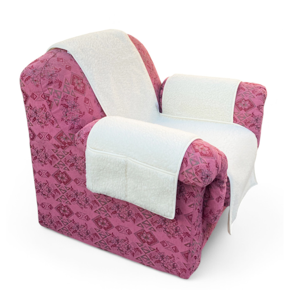 Armchair cover in pure merino wool handmade Made in Italy, with side pockets and elastic, perfect gift for grandparents and dads
