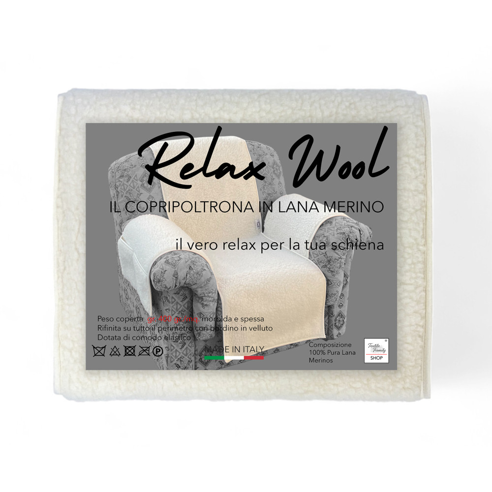 Funda de sillón en pura lana merino hecha a mano Made in Italy, con bolsillos laterales y elástico, regalo perfecto para abuelos