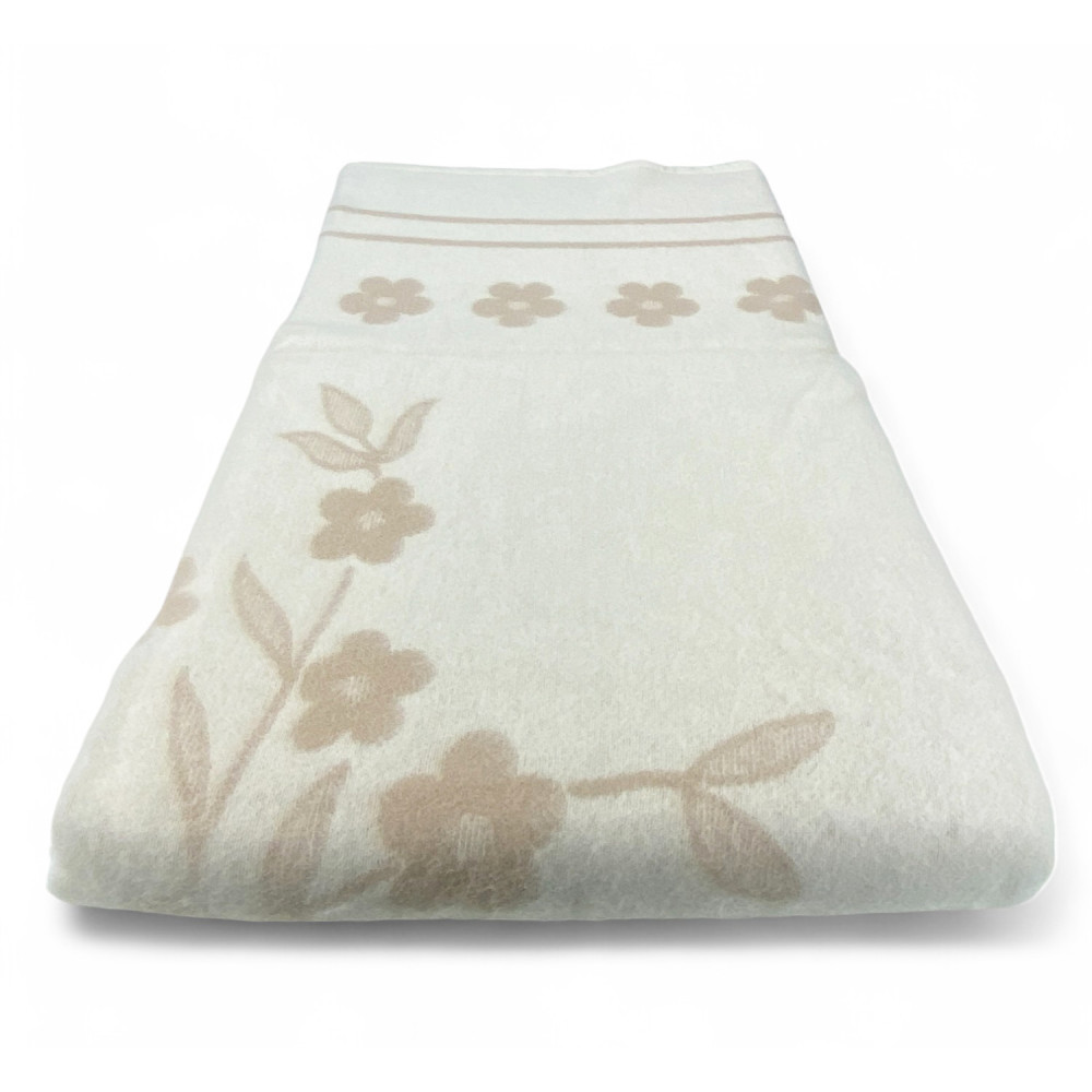 Coperta bicolor Fiore in pura lana vergine marchiata, doppia faccia, nocciola chiaro/scuro, Made in Italy