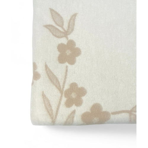 Two-tone Fiore blanket in pure branded virgin wool, double-sided, light/dark hazelnut, Made in Italy