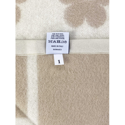 Two-tone Fiore blanket in pure branded virgin wool, double-sided, light/dark hazelnut, Made in Italy