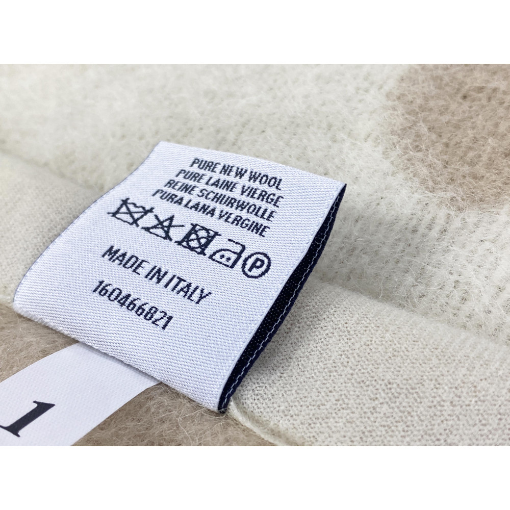 Two-tone Fiore blanket in pure branded virgin wool, double-sided, light/dark hazelnut, Made in Italy