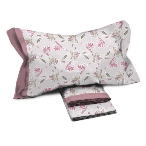 MAXI Juego de Cama Doble de Algodón Puro - Diseño Moderno "Elly" Color Rosa