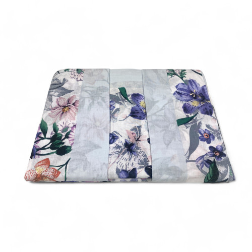 MAXI Doppelbettgarnitur aus reiner Baumwolle - Blumendesign "Giorgia Azzurro" Farbe Hellblau