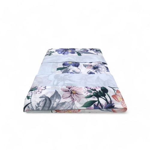 MAXI Juego de Cama Doble de Puro Algodón - Diseño Floral "Giorgia Azzurro" Color Azul Claro