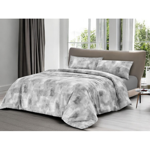 Grey Sleeptime Cotton Duvet Cover, Made in Italy, Abstract Design, Non-slip Flap, Machine Washable