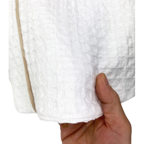 Men's Women's Cotton Bathrobe with Hood, BEEApone® Honeycomb, White Color, Quick Drying, Soft