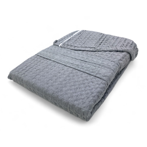 Peignoir en coton avec capuche pour homme et femme, nid d’abeille BEEApone®, couleur gris clair, séchage rapide, doux