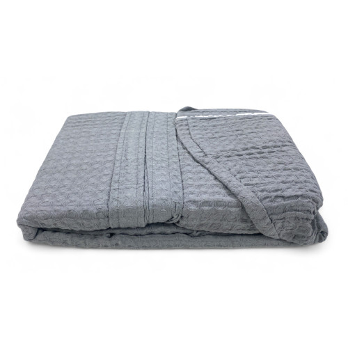 Men's Women's Cotton Bathrobe with Hood, BEEApone® Honeycomb, Light Grey Color, Quick Drying, Soft