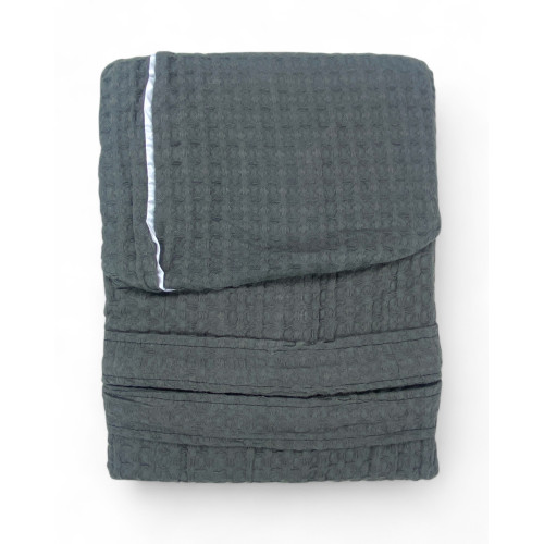 Men's Women's Cotton Bathrobe with Hood, BEEApone® Honeycomb, Anthracite Color, Quick Drying, Soft