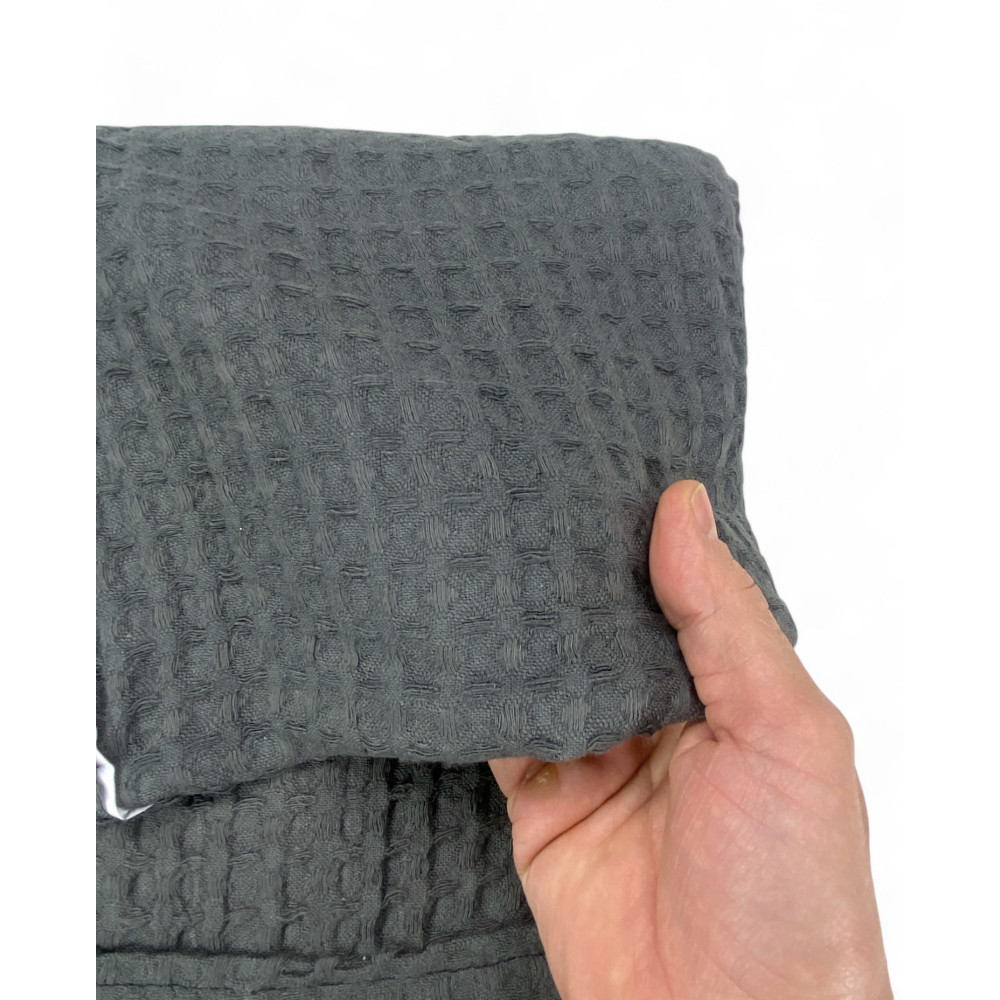 Peignoir en coton avec capuche pour homme et femme, nid d’abeille BEEApone®, couleur anthracite, séchage rapide, doux