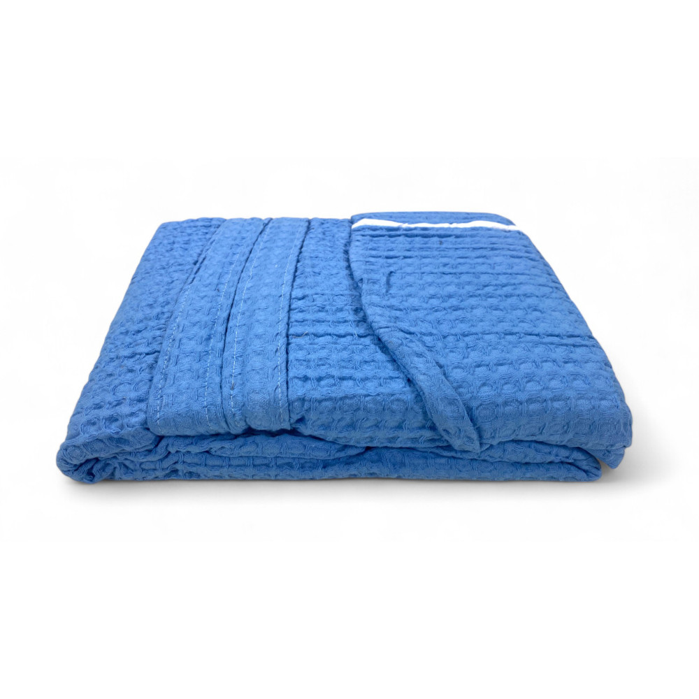 Albornoz de baño de algodón para mujer con capucha, BEEApone® Honeycomb, Azul Claro, Secado Rápido, Suave