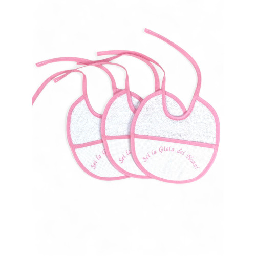 Set de 3 Baberos de Bebé bordados "Eres la alegría de los abuelos", 100% Algodón Hipoalergénico, Made in Italy, Borde Elegante,