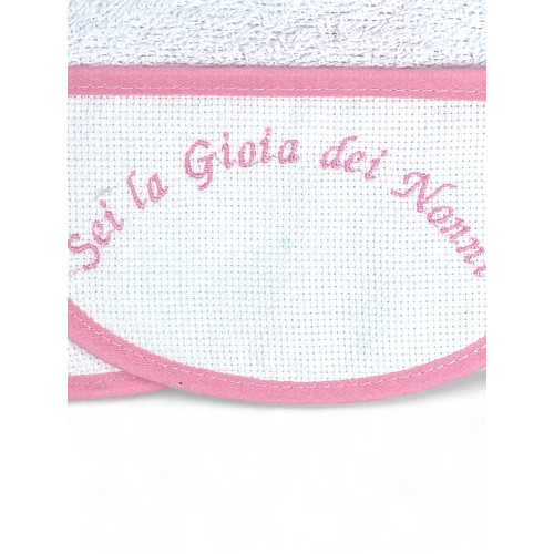 Set 3 Bavaglini Neonato Ricamati "Sei la gioia dei Nonni", 100% Cotone Anallergico, Made in Italy, Bordatura Elegante, 18x18 cm