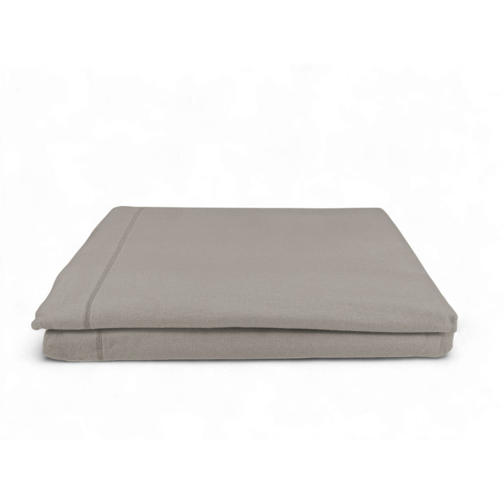 Drap supérieur en flanelle sans coins taupe - pur coton doux | Fabriqué en Italie | Pour matelas maxi et surdimensionnés