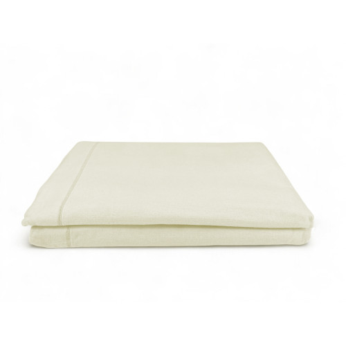 Drap supérieur en flanelle sans coins couleur crème - Pur coton doux | Fabriqué en Italie | Pour matelas maxi et surdimensionnés