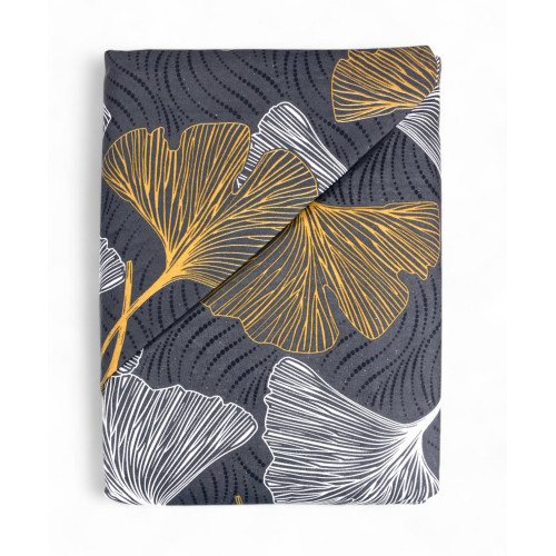 Flannel Double Duvet Cover 250x200 cm "Sleeping Time" - Gold Petals | Soft, Warm and Made in Italy