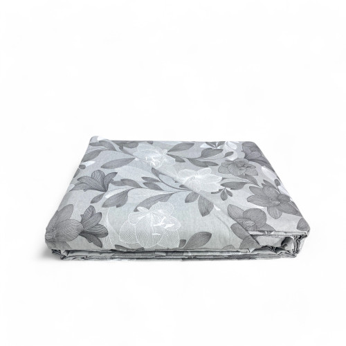 Flannel Double Duvet Cover 250x200 cm "Sleeping Time" - Grey Flower | Soft, Warm and Made in Italy