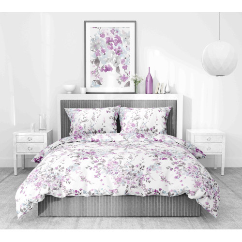 Housse de couette double en flanelle 250x200 cm « Sleeping Time » - Painted Flower | Doux, chaud et fabriqué en Italie