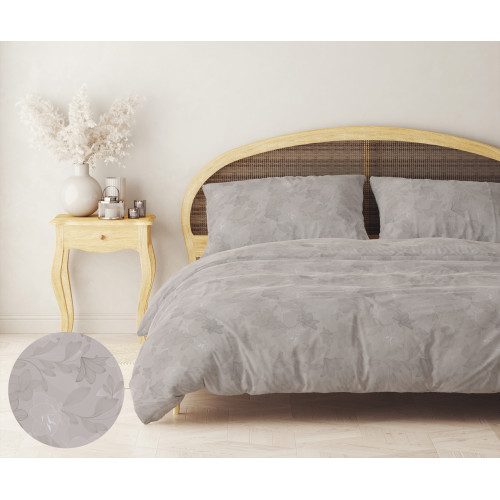 Doppelbettbezug aus Flanell 250x200 cm "Sleeping Time" - Taubengrau Blume | Weich, warm, AntiPilling Made in Italy