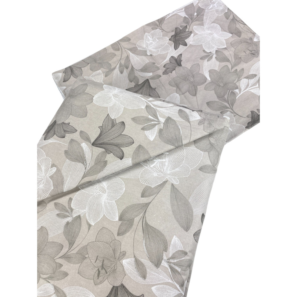 Funda Nórdica Doble Franela 250x200 cm "Sleeping Time" - Flor Gris Paloma | Suave, cálido, antipilling Made in Italy