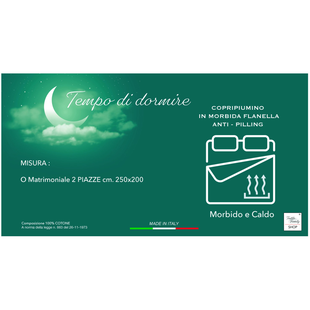 Copripiumino Matrimoniale in Flanella 250x200 cm "Tempo di Dormire" - Fiore Tortora | Morbido, Caldo, AntiPilling Made in Italy