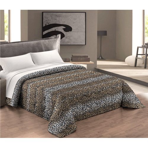 Couette léopard d’hiver 300 gr/m², motif animal, douce et chaude, hypoallergénique et fabriquée en Italie