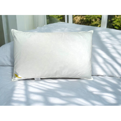 Cojín de Cama Doble en Plumón de Ganso 50x80 cm | Almohada ergonómica, transpirable e hipoalergénica | Plumas de autor