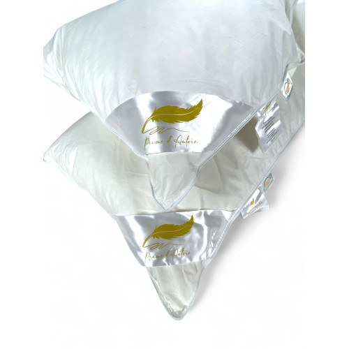 Cuscino Letto Matrimoniale in Piuma d’Oca 50x80 cm | Guanciale Ergonomico, Traspirante e Ipoallergenico | Piume d’Autore