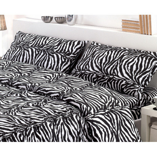 Doppelbettbezug aus Flanell 250x200 cm "Sleep Time" - Zebra | Warm, weich und Made in Italy