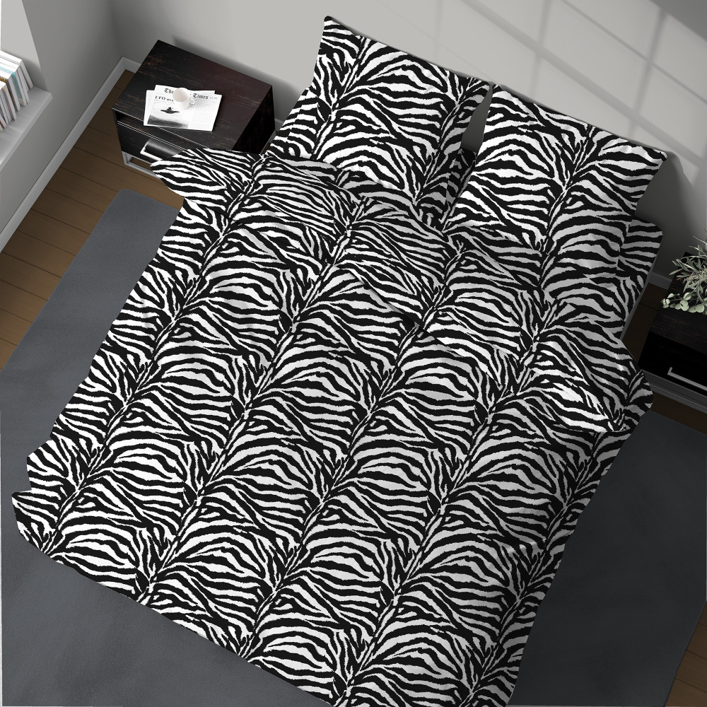 Flannel Double Duvet Cover 250x200 cm "Sleep Time" - Zebra | Warm, Soft and Made in Italy