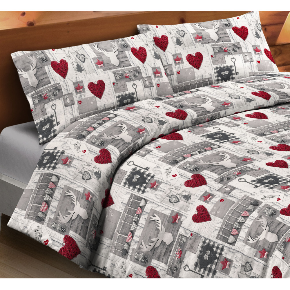 Doppelbettbezug aus Flanell 250x200 cm "Sleeping Time" - Tirolo Patch | Warm, weich und Made in Italy