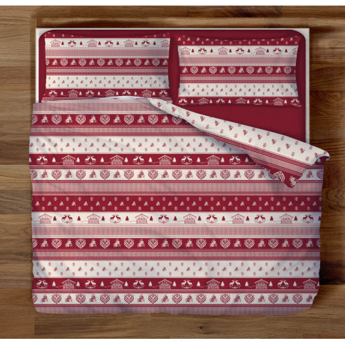 Flannel Double Duvet Cover 250x200 cm "Sleeping Time" - Tyrol | Warm, Soft and Made in Italy