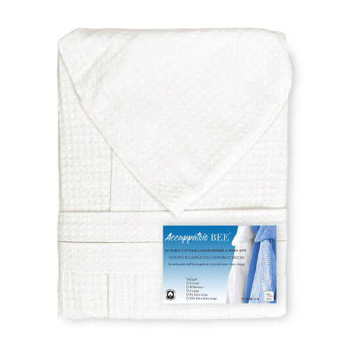 Albornoz BEE Bee© Nest en Puro Algodón con Capucha para Adultos Color Leche