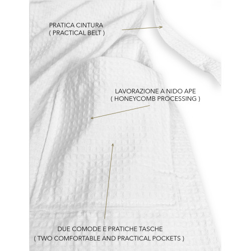 BEE Bee© Nest Bathrobe in Pure Cotton with Hood for Adults Milk Color