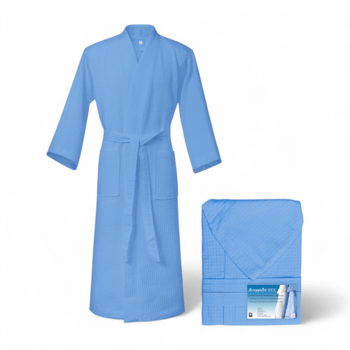 BEE Bee© Nest Bathrobe in Pure Cotton with Hood for Adults LIGHT BLUE