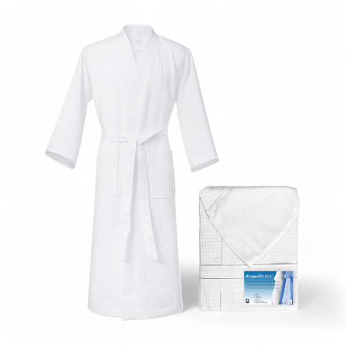 BEE Bee© Nest Bathrobe in Pure Cotton with Hood for Adults WHITE