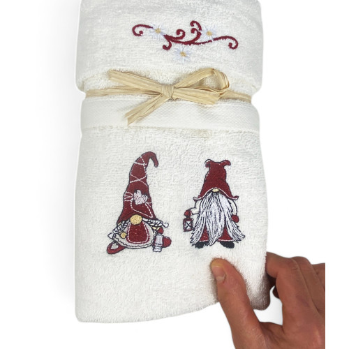 SET Towels TIROLO Tyrolean ELFI ELFO cream in pure cotton