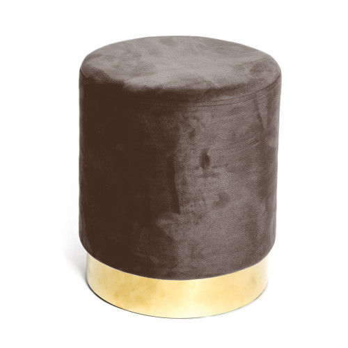 Pouf Poggiapiedi Velvet in Velluto Marrone con Base Dorata | Design Elegante, Ø32xH40 cm, Morbido, Resistente fino a 150 kg