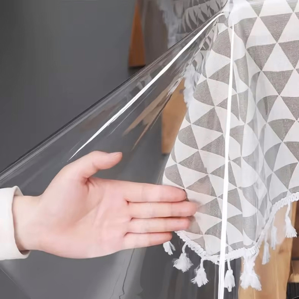Transparente schmutzabweisende Tischdecke aus PVC-Kristall, Kristall-Tischabdeckung Dicke 0,20 mm, Made in Italy
