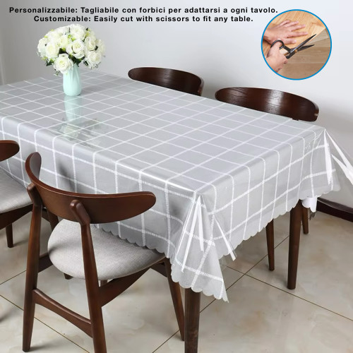 Transparente schmutzabweisende PVC-Tischdecke aus Crystal, Crystal Tischdecke 0,20 mm dick, auf Maß geschnitten, Made in Italy