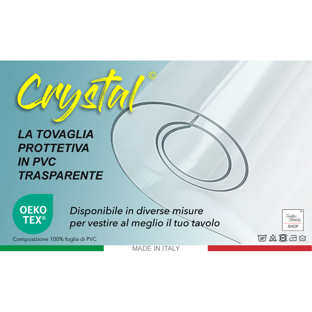 Transparente schmutzabweisende PVC-Tischdecke aus Crystal, Crystal Tischdecke 0,20 mm dick, auf Maß geschnitten, Made in Italy